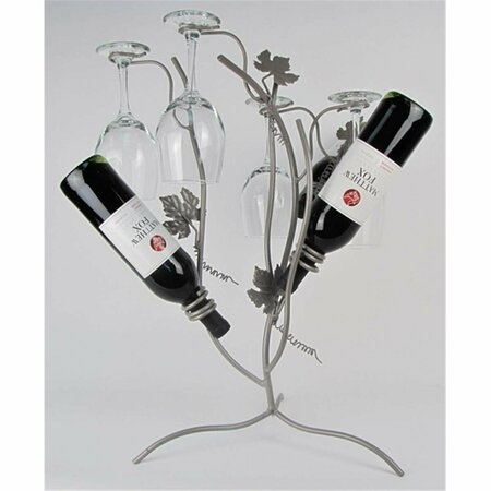 METROTEX DESIGNS 3-Bottle And 4-Stem Tabletop Wine Tree-Pewter Powder Coat Finish 29599